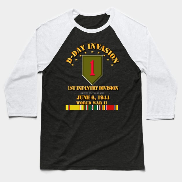 1st Infantry Div - D Day w Svc Ribbons Baseball T-Shirt by twix123844